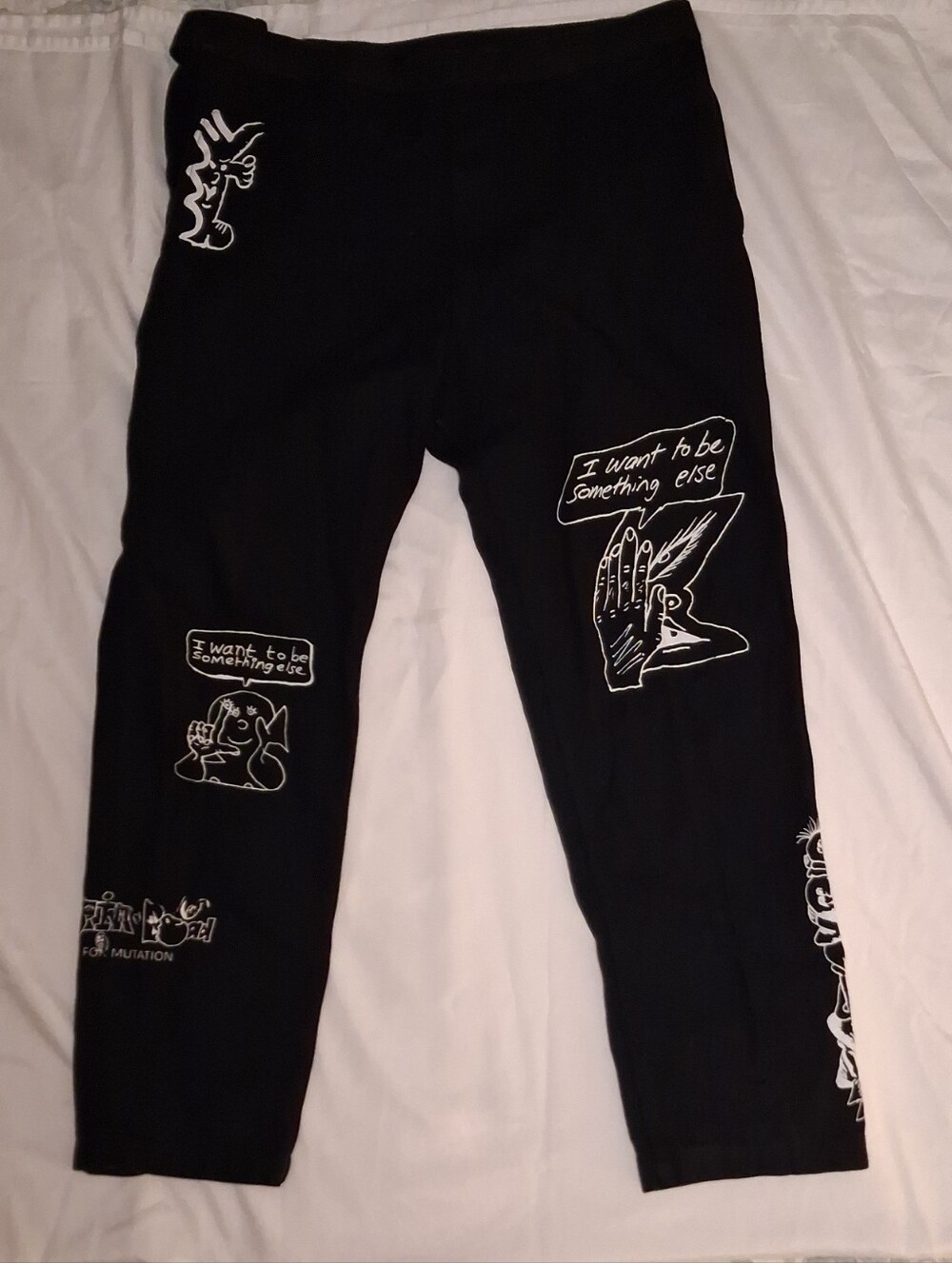 Brain Dead Black Graphic Kids Leggings with White Prints